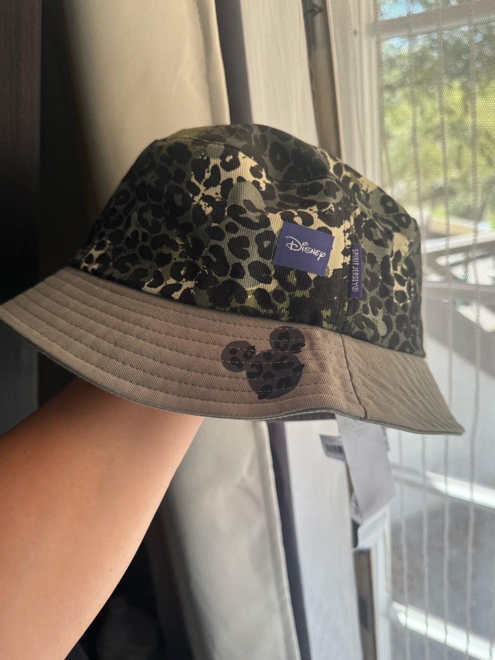 Disney Spirit Jersey Bucket Hat NWT Mickey Leopard Camo Animal Print One Size